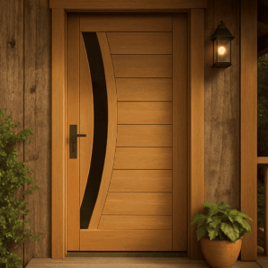 Porta Angelim Pedra Alto Padrão Vidro Curvo 210x80